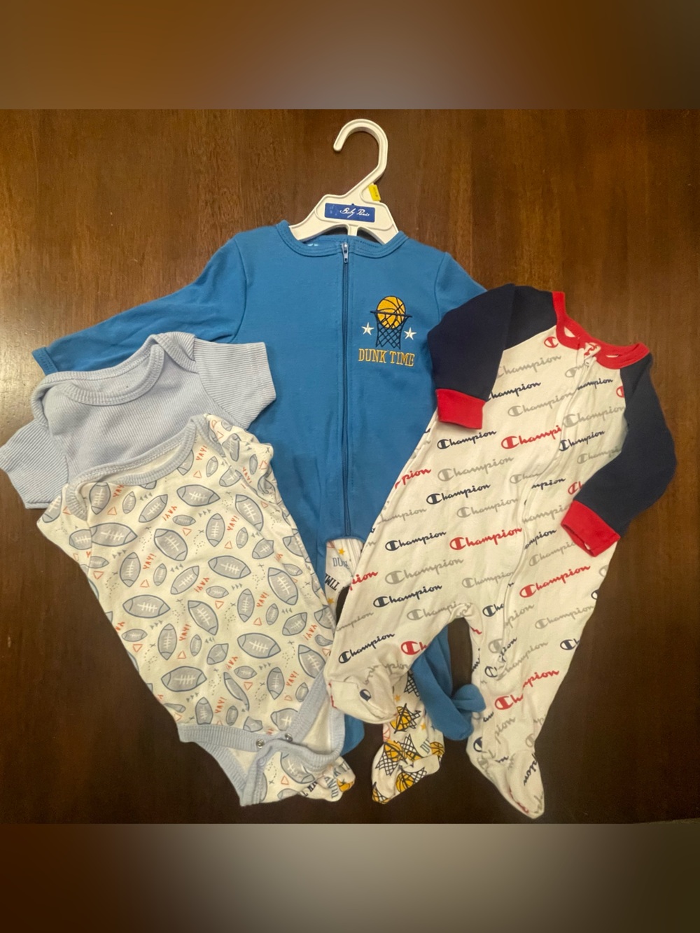 Champion Blue and White Baby Sleeper Two Baby Boy Sleepers & 2 Bodysuits Bundle